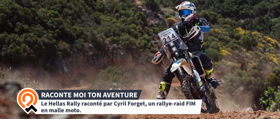 Le Hellas Rally raconté par Cyril Forget, un rallye-raid FIM en malle moto.